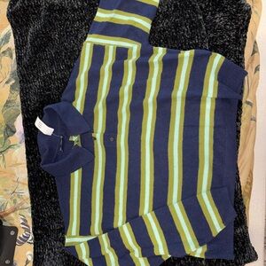 GAP Striped Navy and Green Polo Shirt